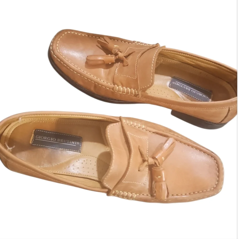 Giorgio Brutini men's brown leather tassel Leather Tassel Loafers Sz 8.5